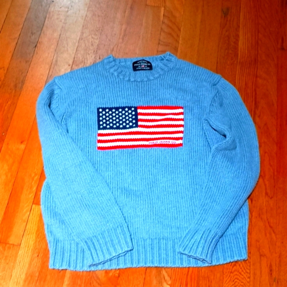 Vintage Polo Jeans Co Ralph Lauren gray women's sweater, size medium